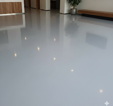 Very shiny floor in lobby of an office building